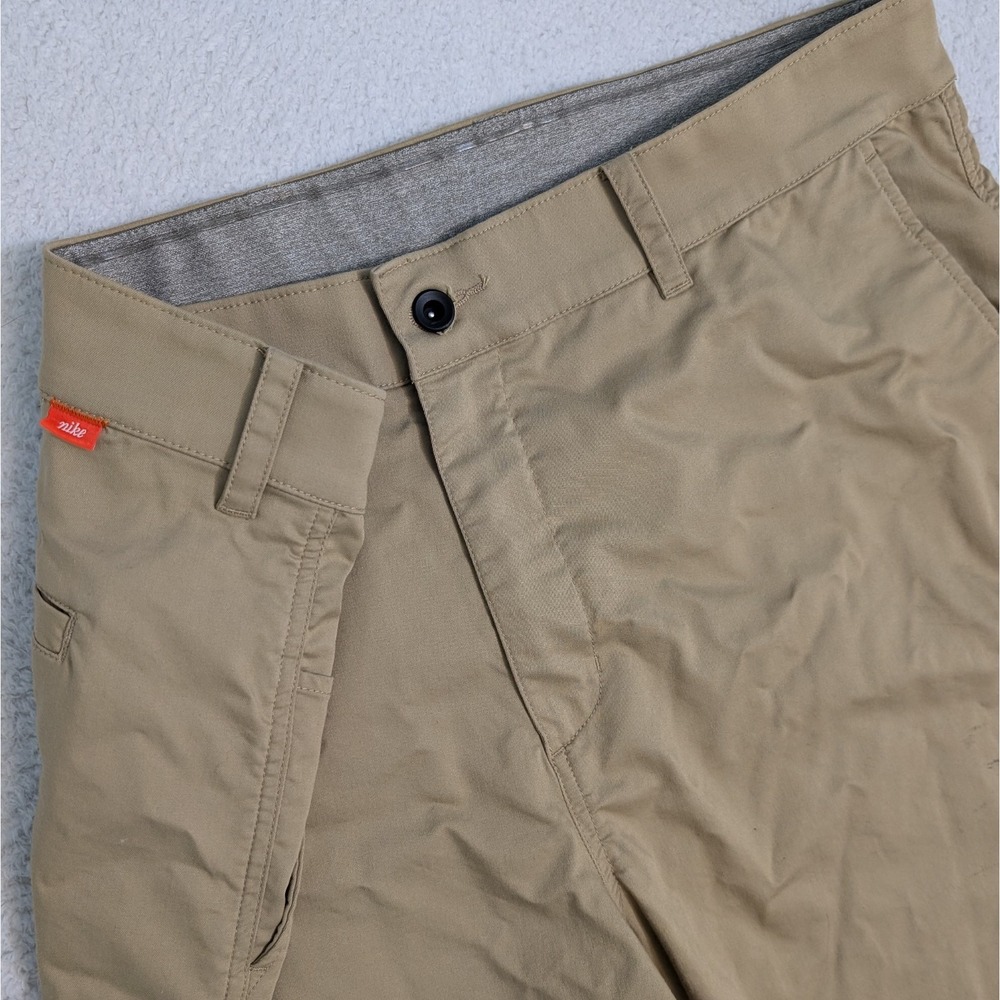 NIKE Golf Pants Mens 40 x 32 DRI-Fit Beige Reg Fit Chino Orange Tab Sticky Waist